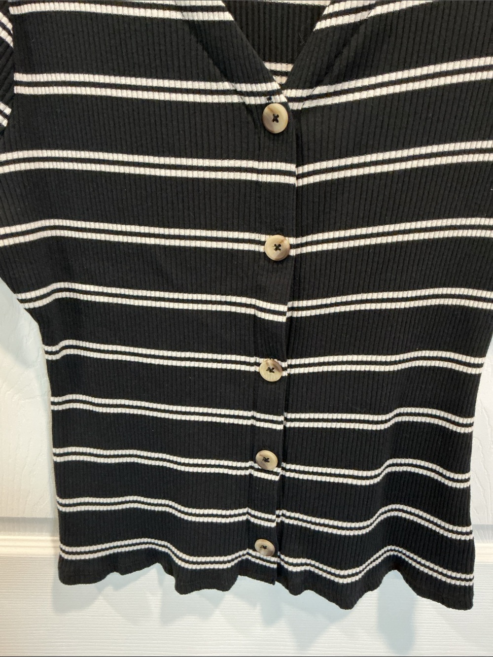 No Boundaries Black and White Striped Button-Down Top - Picture 2 of 6